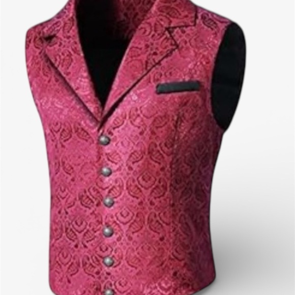 Other - Mens Victorian Steampunk Gothic Paisley, Single Breasted V-Neck Suit Vest Size M